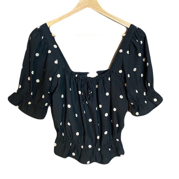 H&M Tops - H&M Black Blouse with White Polka Dots